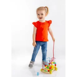 SpielMaus Holz Nachziehwagen Mit Motorikschleife, Ca. 21,5x17x15,5 Cm, Ab 12 Monaten