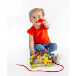 SpielMaus Holz Nachziehwagen Mit Motorikschleife, Ca. 21,5x17x15,5 Cm, Ab 12 Monaten -Berühmter Spielzeug Geschäft 40770810 6 2 4018501046218