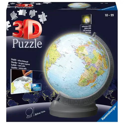 Ravensburger 3D Puzzle 11549 - Globus Mit Licht - 540 Teile - Beleuchteter Globus Für Erwachsene Und Kinder Ab 10 Jahren 3 Ravensburger 3D Puzzle 11549 - Globus Mit Licht - 540 Teile - Beleuchteter Globus Für Erwachsene Und Kinder Ab 10 Jahren