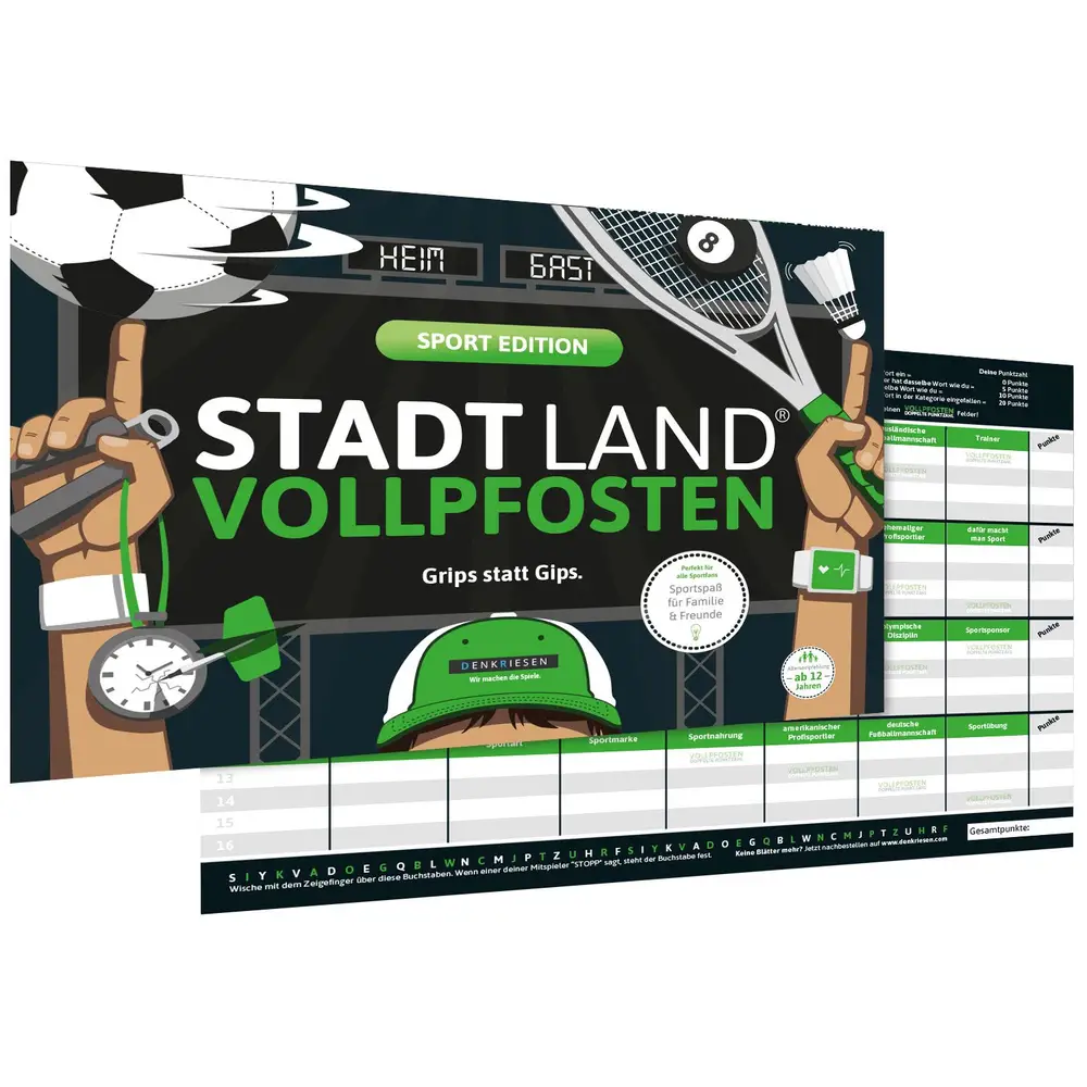 STADT LAND VOLLPFOSTEN® - SPORT EDITION Grips Statt Gips. 3 STADT LAND VOLLPFOSTEN® - SPORT EDITION Grips Statt Gips.