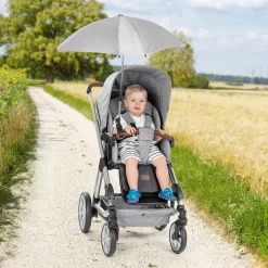 Reer 84181 ShineSafe+ Kinderwagen-Sonnenschirm, Grau-melange