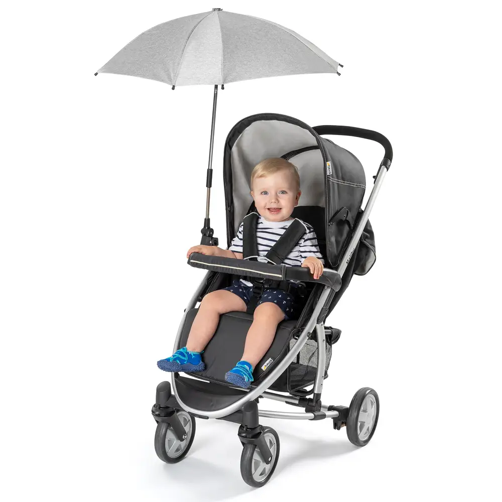 Reer 84181 ShineSafe+ Kinderwagen-Sonnenschirm, Grau-melange 4 Reer 84181 ShineSafe+ Kinderwagen-Sonnenschirm, Grau-melange – Bild 2