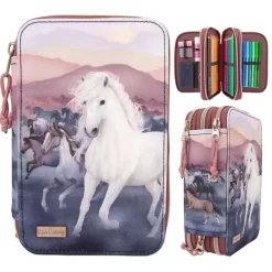 Miss Melody 3 Fach Federtasche NIGHT HORSES