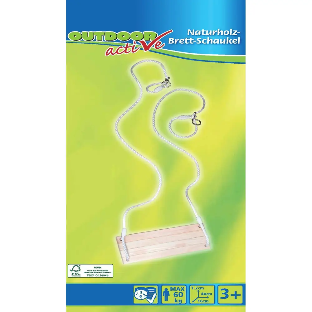 Outdoor Active Naturholz Brettschaukel, 40 X 16 Cm 4 Outdoor Active Naturholz Brettschaukel, 40 X 16 Cm – Bild 2