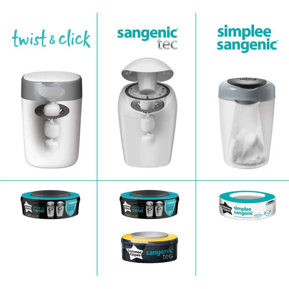 Tommee Tippee Nachfüllkassetten Für Twist & Click Und Sangenic Tec Windeleimer, 3er Set 3 Tommee Tippee Nachfüllkassetten Für Twist & Click Und Sangenic Tec Windeleimer, 3er Set